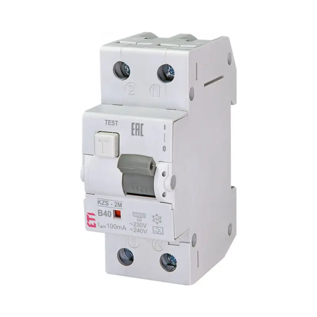 Disjoncteur différentiel RCBO 2M, type A B40 100 mA, ETI