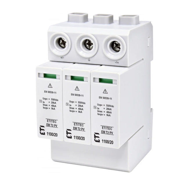 Parafoudre à courant continu T2 1100 V 20 kA 2 pôles, ETI