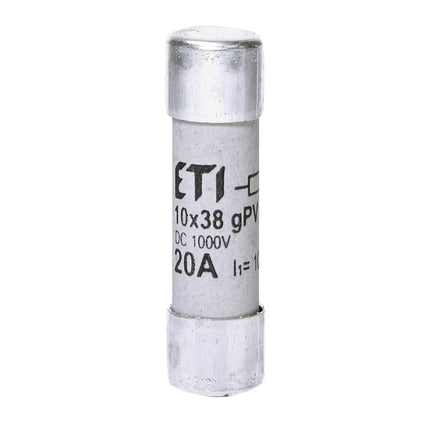 Fusible cylindrique à courant continu, 20 A/1 000 V, CH, 10 × 38, gPV, ETI