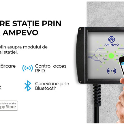 Station de recharge pour véhicules électriques de 22 kW, réglable, RFID, AMPEVO