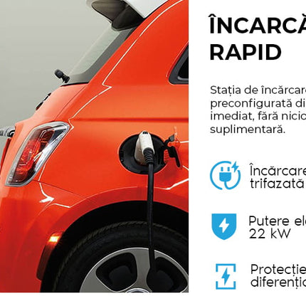 Station de recharge pour véhicules électriques de 22 kW, réglable, RFID, AMPEVO