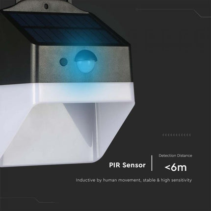 Applique murale LED à énergie solaire avec capteur, noir et blanc, 4000 K