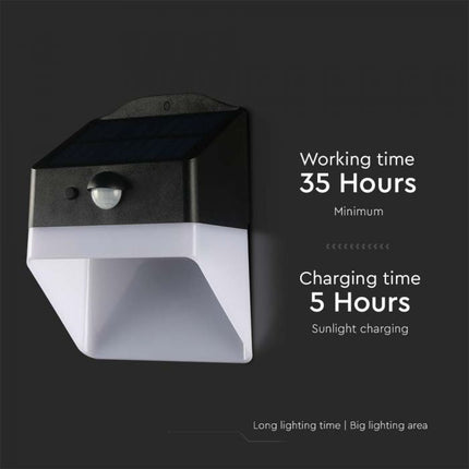 Applique murale LED à énergie solaire avec capteur, noir et blanc, 4000 K