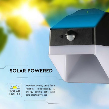 Applique murale LED à énergie solaire avec capteur, noir et blanc, 4000 K