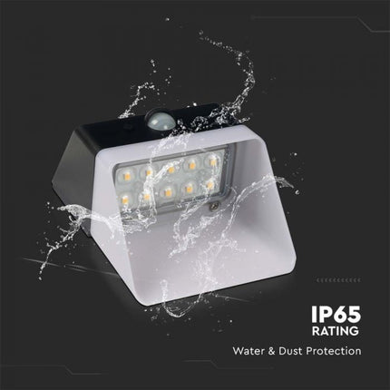 Applique murale LED à énergie solaire avec capteur, noir et blanc, 4000 K