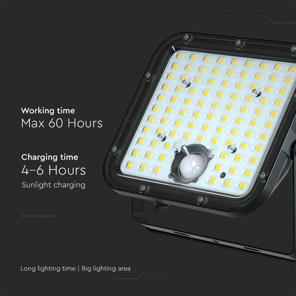 Projecteur LED solaire 4800 lm, télécommande, détecteur de mouvement