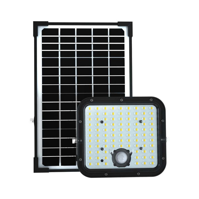 Projecteur LED solaire 4800 lm, télécommande, détecteur de mouvement