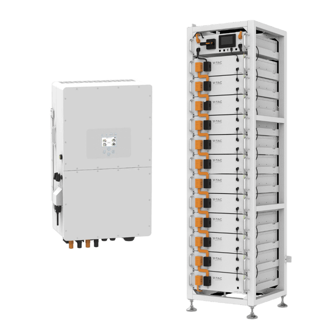 Onduleur DEYE 50 kW + système de stockage HV Oliter de 61,44 kWh, V-TAC
