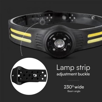 Lampe frontale LED, COB, 470 lm, 3,7 V, 650 mAh
