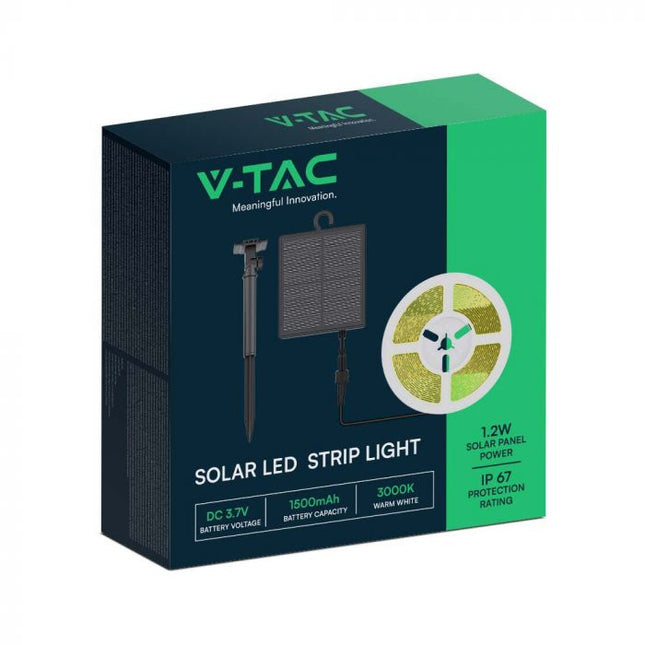 Bande LED à énergie solaire IP67, télécommande, 3000 K
