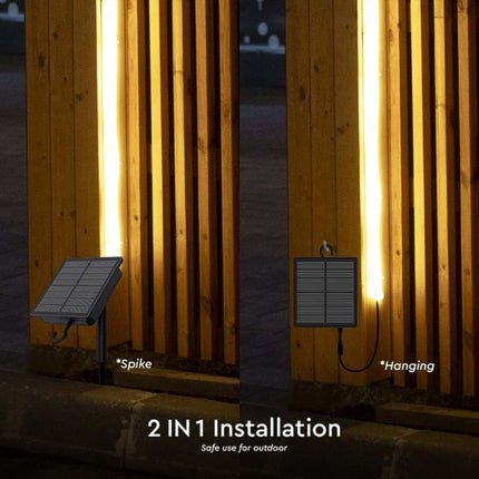 Bande LED à énergie solaire IP67, télécommande, 3000 K