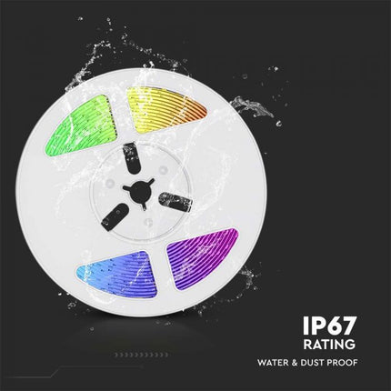 Bande LED solaire IP67, télécommande, RGB