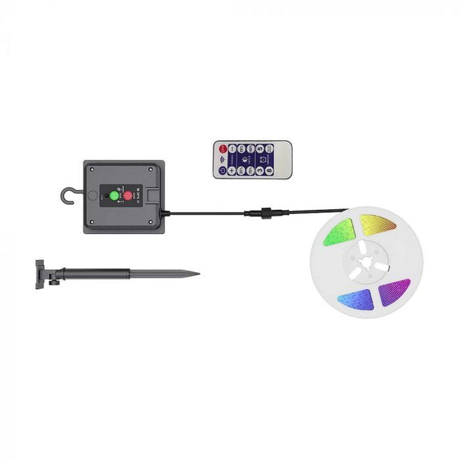 Bande LED solaire IP67, télécommande, RGB