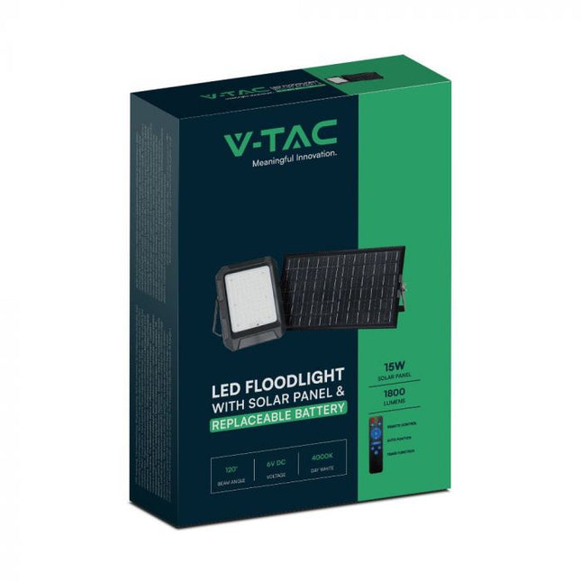Projecteur LED solaire de 1 800 lm, batterie externe de 12 Ah, température de couleur de 4 000 K