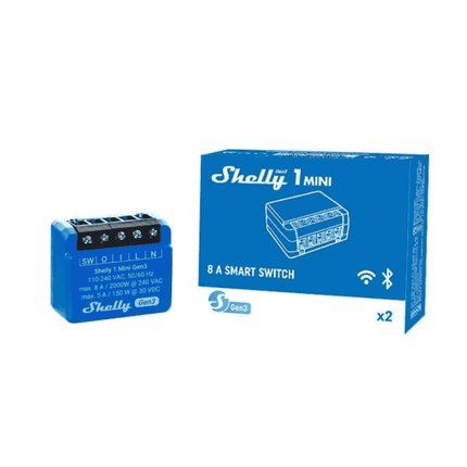 Shelly 1 Mini Gen3, Smart Wi-Fi Mini Relay with Dry Contact, 8A