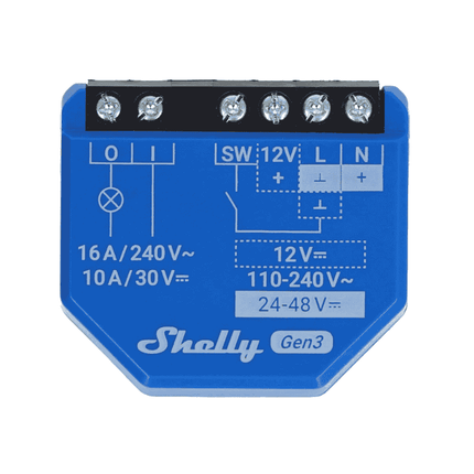Shelly 1 Gen3, Set of 4 Smart Wi-Fi Relays with Dry Contact, 16A