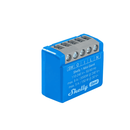 Shelly 1 Mini Gen4, Set of 2 Smart Relays, Zigbee, Wi-Fi with Dry Contact, 8A