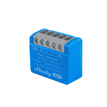 Shelly 1 Mini Gen4, Smart Relay, Zigbee, Wi-Fi with Dry Contact, 8A