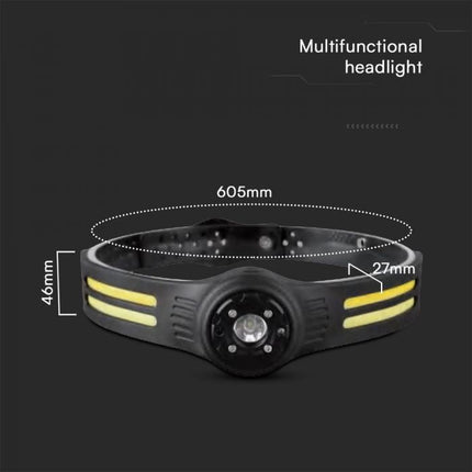 Lampe frontale LED, COB, 470 lm, 3,7 V, 650 mAh