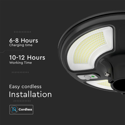 Lampe solaire LED 1 500 lm, télécommande, détecteur de mouvement, 6 400 K