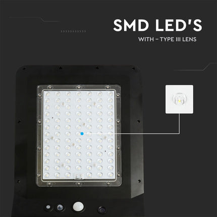 Lampadaire solaire à LED de 4 800 lm, détecteur de mouvement, 6 000 K