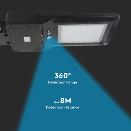 Lampadaire solaire à LED de 4 800 lm, détecteur de mouvement, 6 000 K