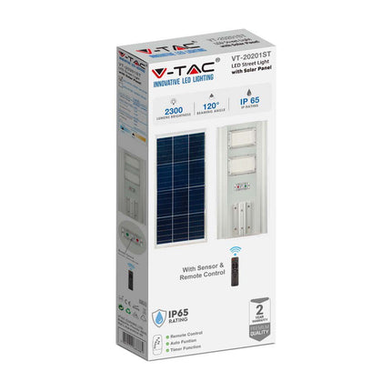 Lampadaire solaire à LED de 2 300 lm, détecteur de mouvement, 6 400 K