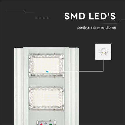 Lampadaire solaire à LED de 2 300 lm, détecteur de mouvement, 6 400 K