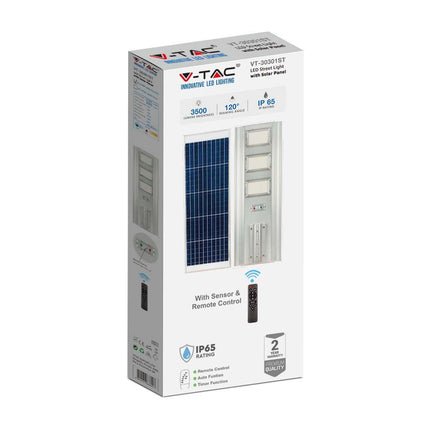 Lampadaire solaire à LED de 3 500 lm, détecteur de mouvement, 6 400 K