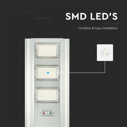 Lampadaire solaire à LED de 3 500 lm, détecteur de mouvement, 6 400 K