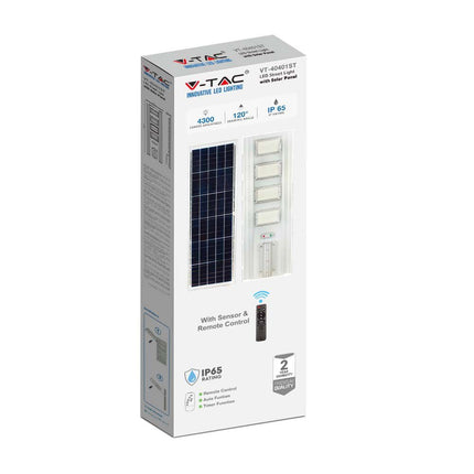 Lampadaire solaire à LED de 4 300 lm, avec détecteur de mouvement, 6 400 K
