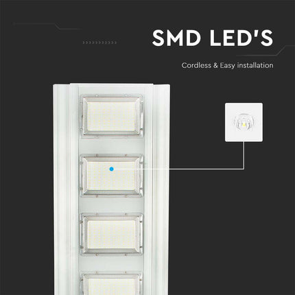Lampadaire solaire à LED de 4 300 lm, avec détecteur de mouvement, 6 400 K