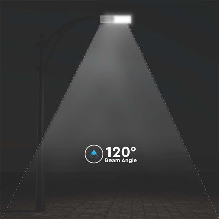Lampadaire solaire à LED de 4 300 lm, avec détecteur de mouvement, 6 400 K
