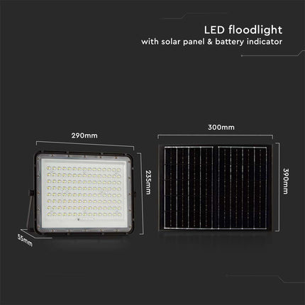 Projecteur LED solaire 1 800 lm, télécommande, température de couleur 6 400 K
