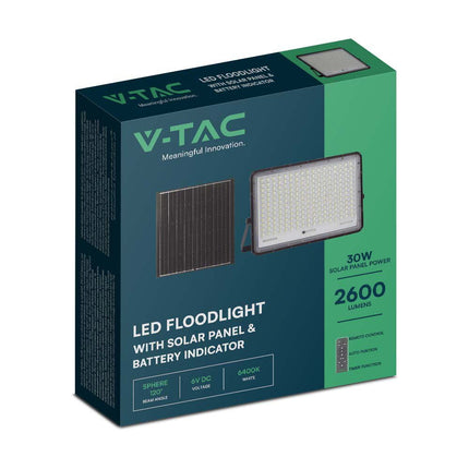 Projecteur LED solaire de 2 600 lm, télécommande, température de couleur de 6 400 K