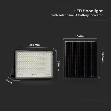 Projecteur LED solaire de 2 600 lm, télécommande, température de couleur de 6 400 K