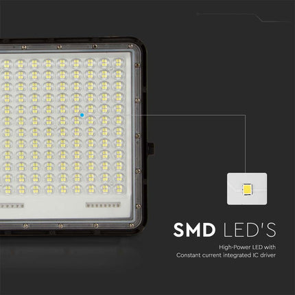 Projecteur LED solaire de 2 600 lm, télécommande, température de couleur de 6 400 K