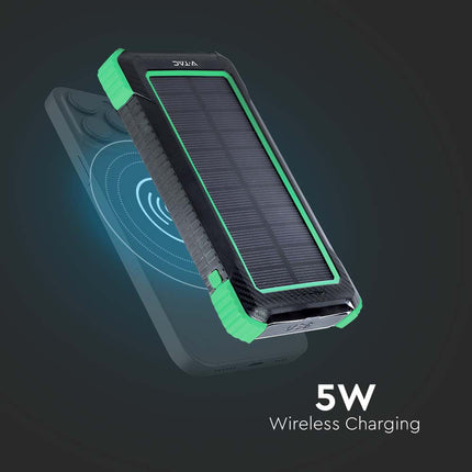 Batterie externe, recharge sans fil, panneau solaire, 10 000 mAh, V-Tac