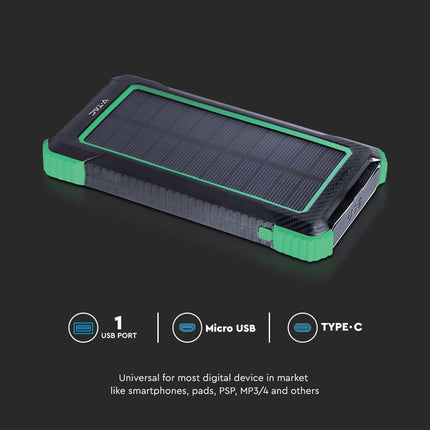 Batterie externe, recharge sans fil, panneau solaire, 10 000 mAh, V-Tac