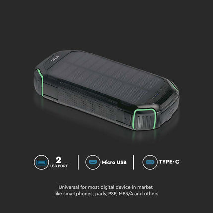 Batterie externe, recharge sans fil, panneau solaire, 30 000 mAh, V-Tac