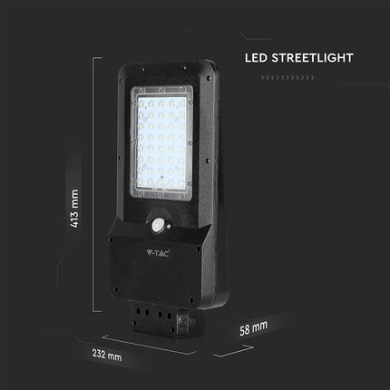 Lampadaire solaire à LED de 1 600 lm, détecteur de mouvement, 6 000 K
