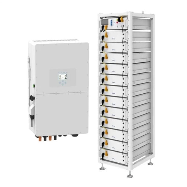 Onduleur DEYE 50 kW + système de stockage par batterie LiFePo4 BOS-G de 61,44 kWh