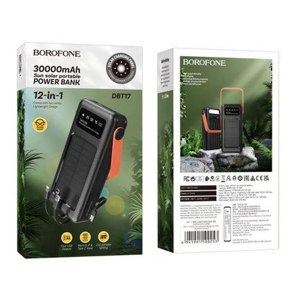 Batterie externe de 30 000 mAh avec panneau solaire photovoltaïque, BoroFone