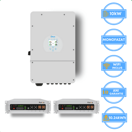 Onduleur Deye 10 kW, SUN-10K-SG02LP1-EU-AM3 + batterie Pytes 10,24 kWh, v5a