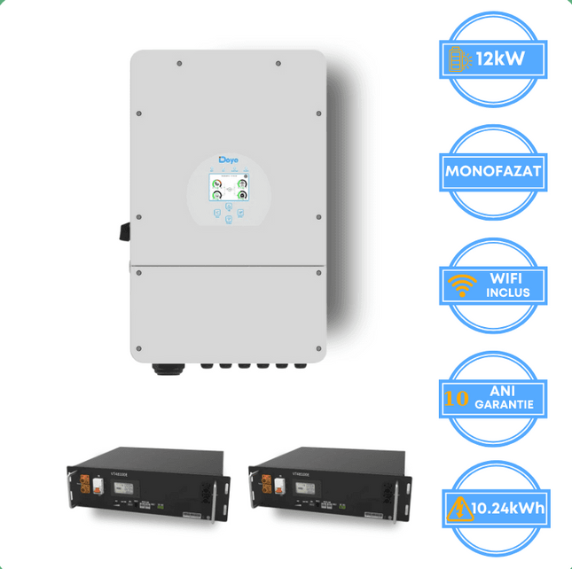 Onduleur Deye 12 kW, SUN-12K-SG02LP1-EU-AM3 + batterie V-TAC 10,24 kWh