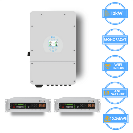 Onduleur Deye 12 kW, SUN-12K-SG02LP1-EU-AM3 + batterie Pytes 10,24 kWh, v5a