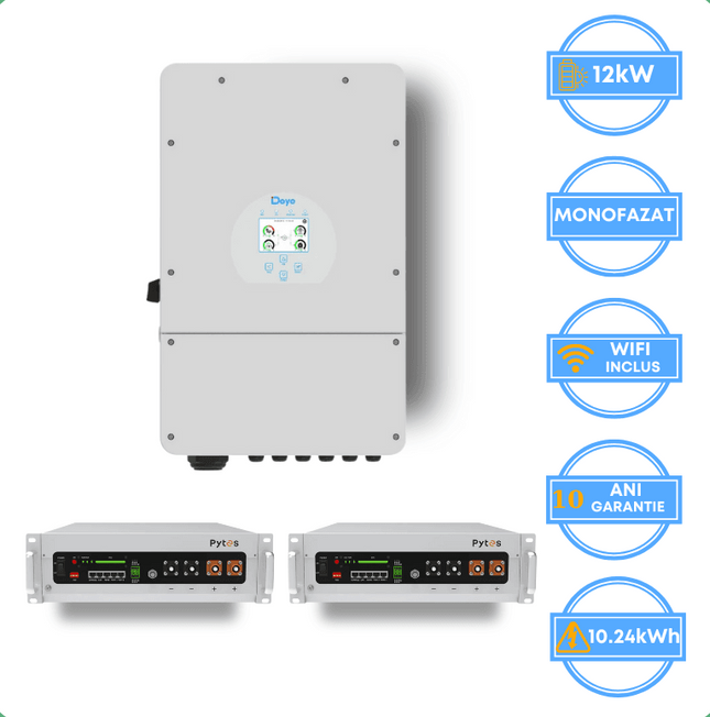 Onduleur Deye 12 kW, SUN-12K-SG02LP1-EU-AM3 + batterie Pytes 10,24 kWh, v5a
