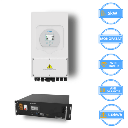 Onduleur Deye 5 kW, SUN-5K-SG05LP1-EU-AM2-P + batterie V-TAC 5,12 kWh