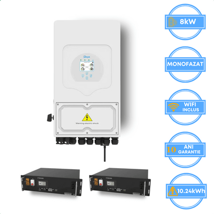 Onduleur Deye 8 kW, SUN-8K-SG05LP1-EU-AM2-P + batterie V-TAC 10,24 kWh