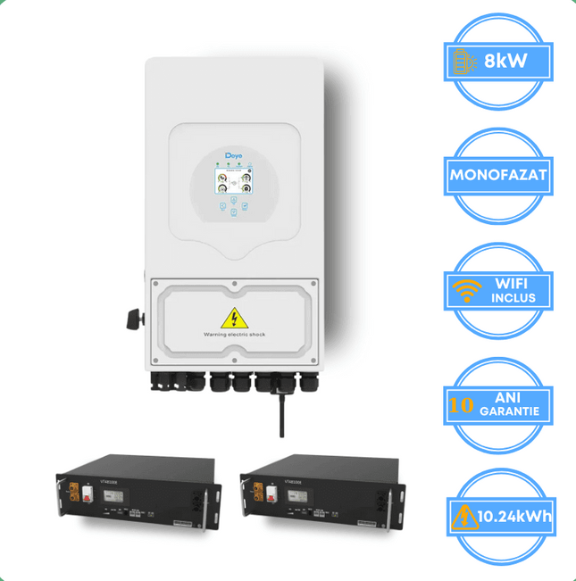 Onduleur Deye 8 kW, SUN-8K-SG05LP1-EU-AM2-P + batterie V-TAC 10,24 kWh